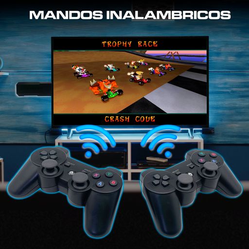 Consola de video juegos retro 40000 juegos + 2 mandos inalámbricos recargables